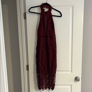 Bardot Elegant Backless Wine Lace Dress